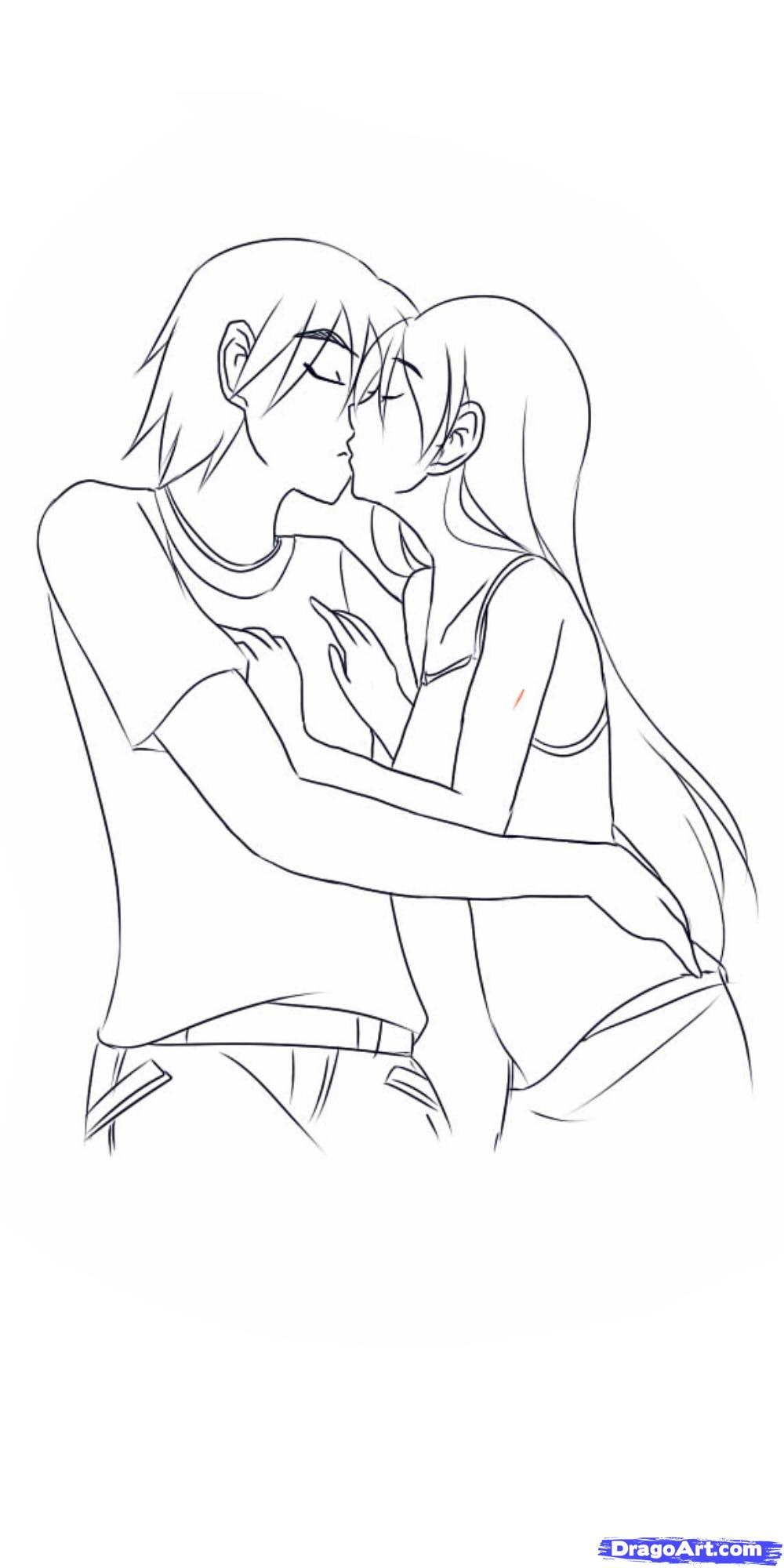 1000x2000 Anime People Kissing Drawing