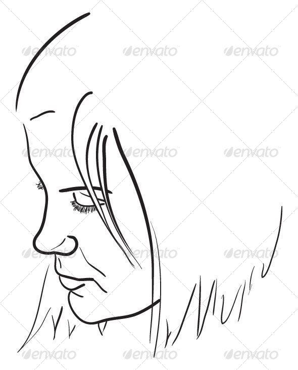 590x732 Line Drawing Of Woman By Dxc381