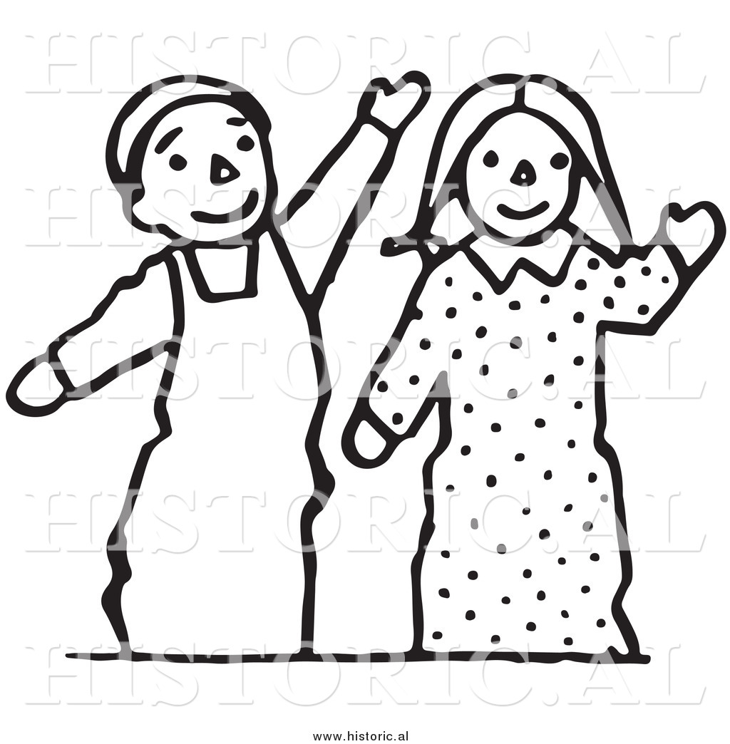 1024x1044 Clipart Of Waving Boy And Girl Puppets