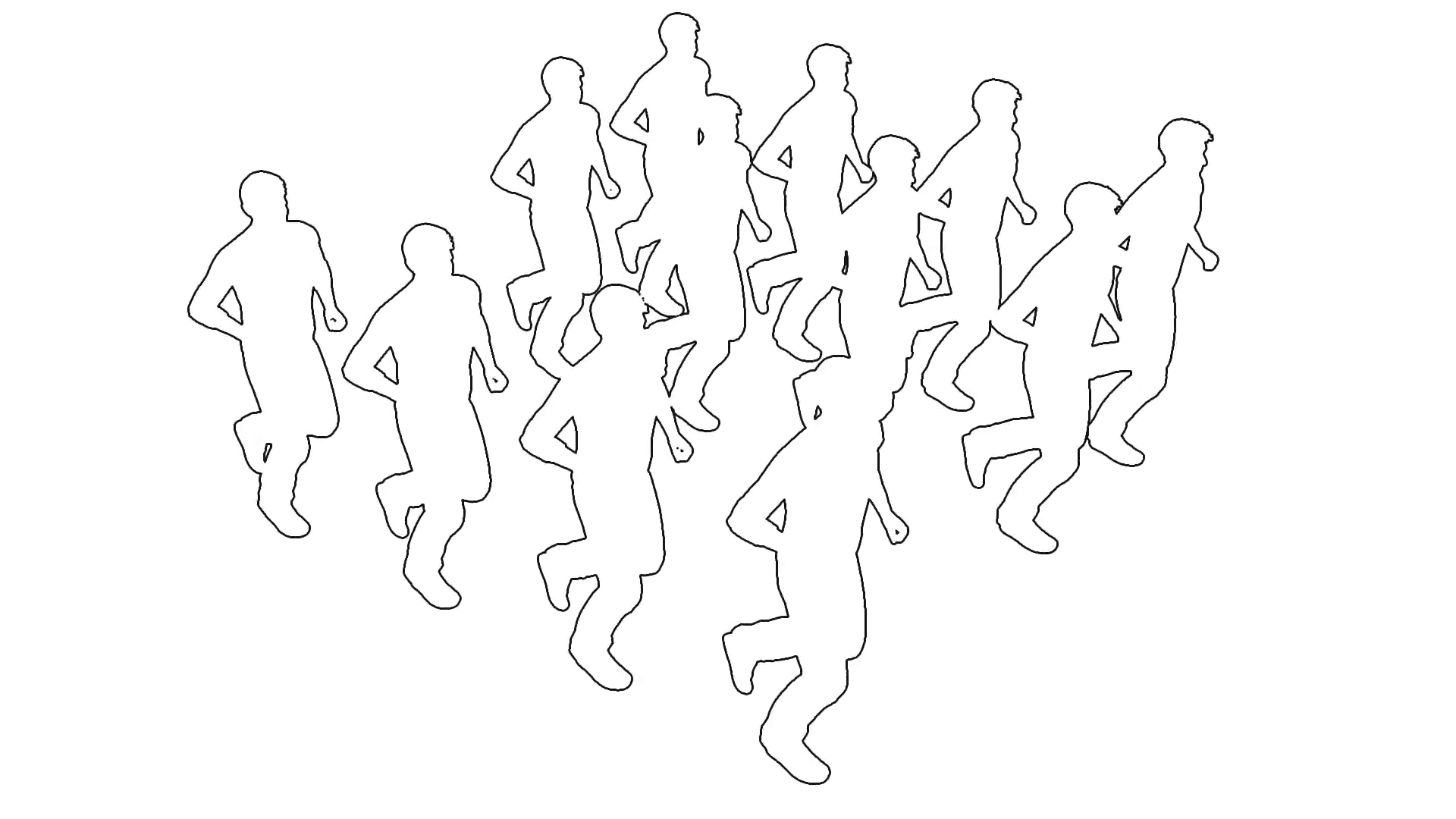 1920x1080 3d Line Animation Of Silhouettes Of People Running