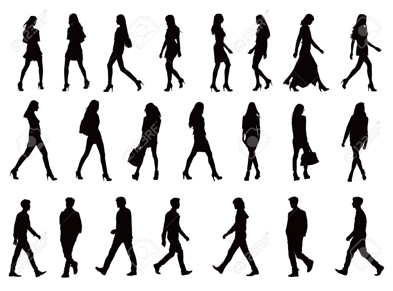 1300x962 Over Twenty Young People Silhouettes Royalty Free Cliparts