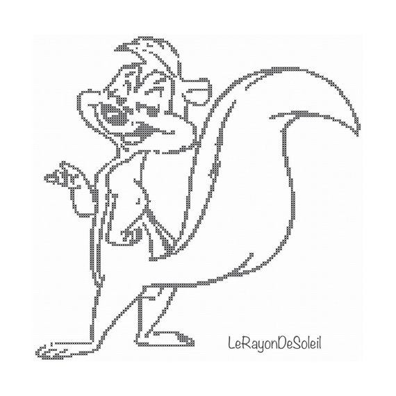 570x570 Pepe Le Pew Cross Stitch Pattern Vintage Cartoon Sketch Black