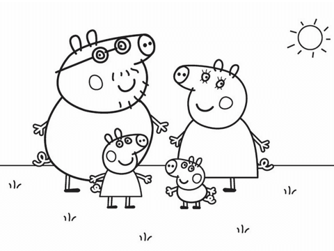 480x360 Peppa Pig's Family Coloring Page Free Printable Coloring Pages