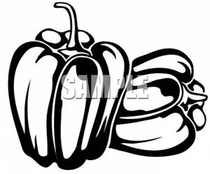 300x249 Black And White Clipart Picture Of Two Bell Peppers