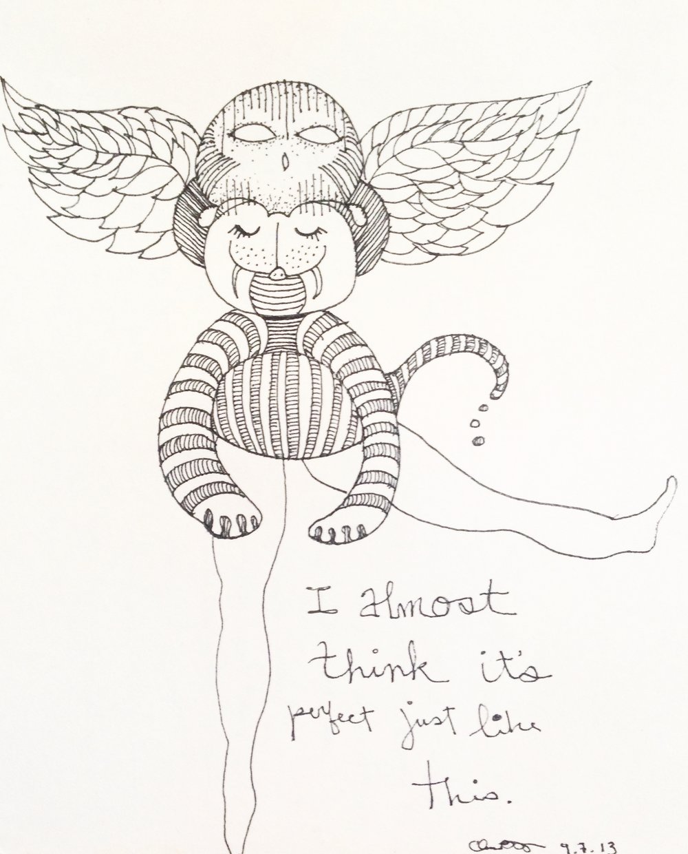 1000x1240 Pen Drawing I Almost Think It's Perfect Just Like This