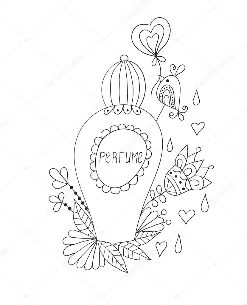 829x1023 Perfume Bottle With Flower Patterns. Stock Vector Vip2807