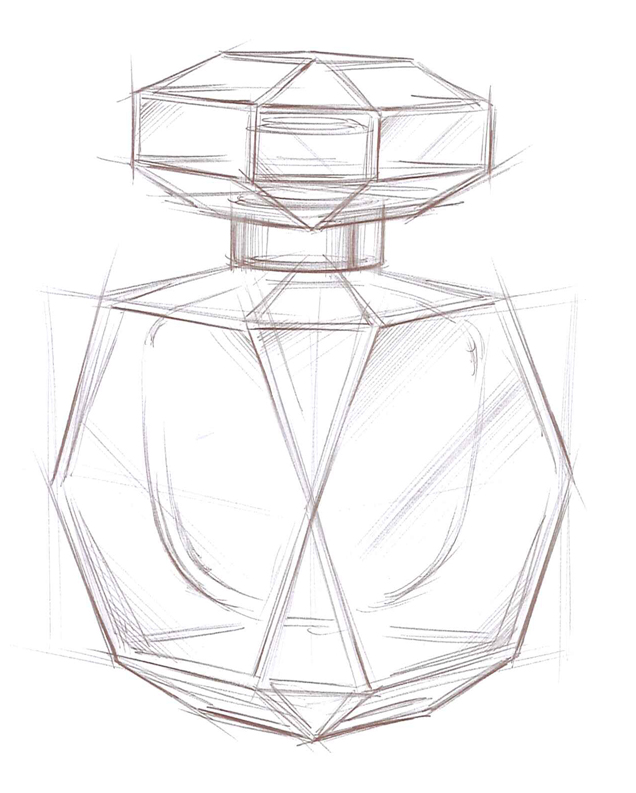636x793 How To Draw A 3d Perfume Bottle