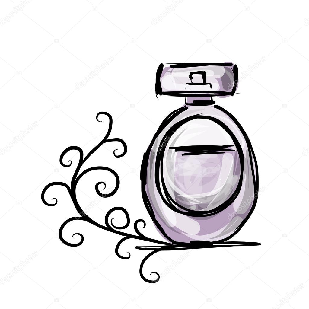 1024x1024 Sketch Of Perfume Bottle For Your Design Stock Vector