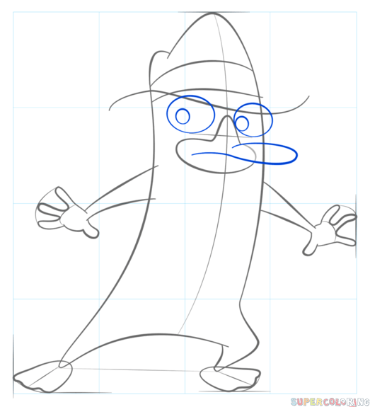 523x575 How To Draw Perry The Platypus Agent P Step By Step Drawing