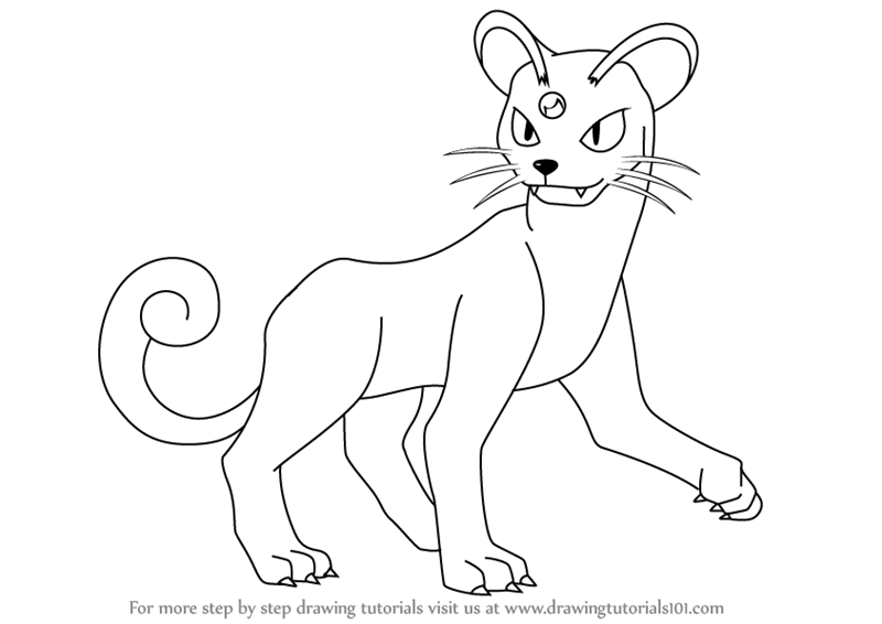 800x566 Learn How To Draw Persian From Pokemon (Pokemon) Step By Step