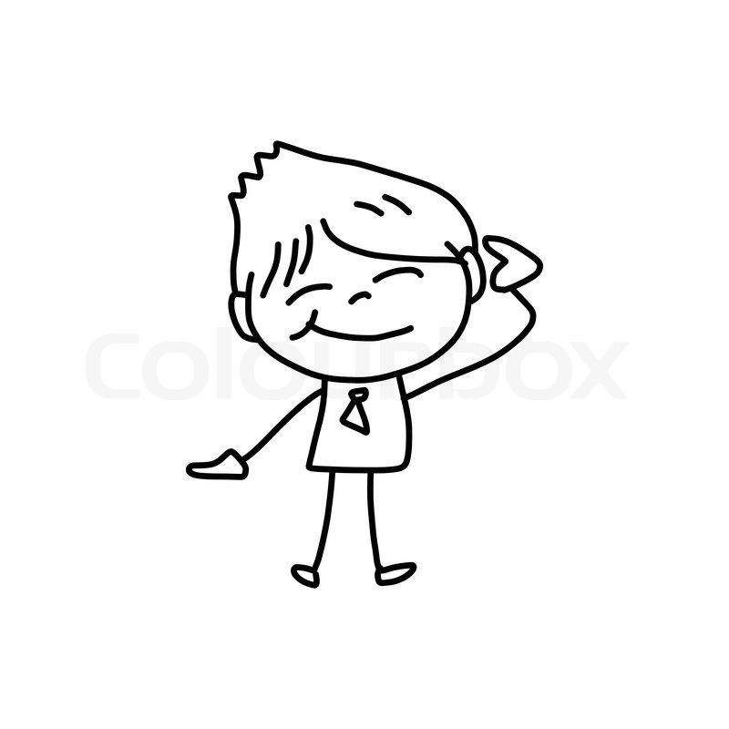 800x800 Hand Drawing Cartoon Character Happy Business Person Stock