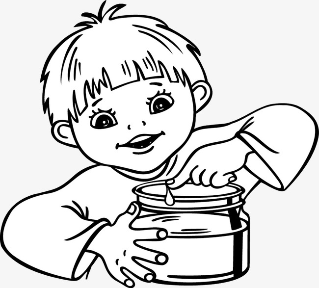 650x587 Hand Drawn Boy, Cartoon, Line, Eating Png Image For Free Download