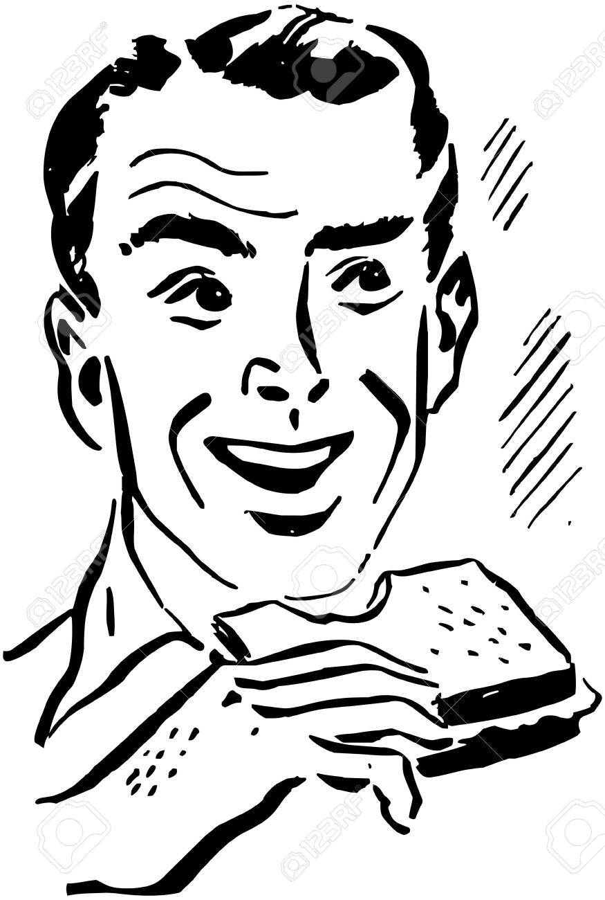 875x1300 Man Eating Sandwich Royalty Free Cliparts, Vectors, And Stock