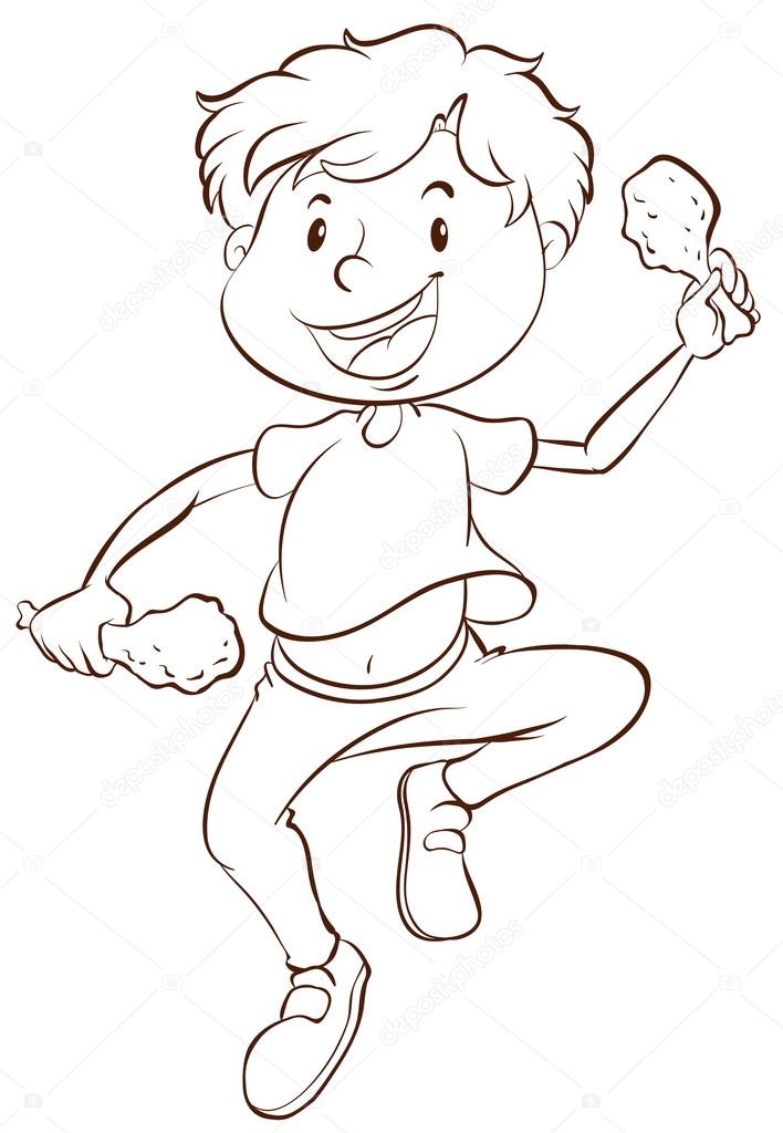 708x1024 A Plain Drawing Of A Boy Eating Stock Vector Blueringmedia
