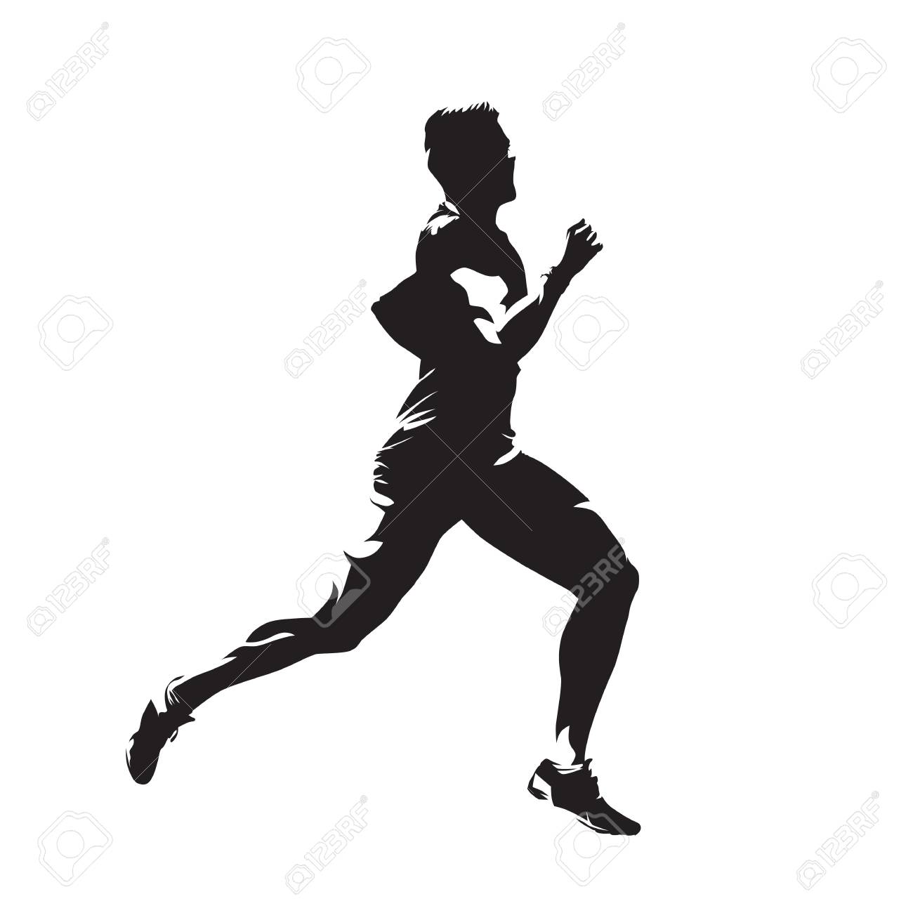 1300x1300 Running Man, Abstract Vector Isolated Silhouette. Side View
