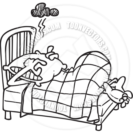 460x460 Cartoon Person Trying To Sleep (Black And White Line Art) By Ron
