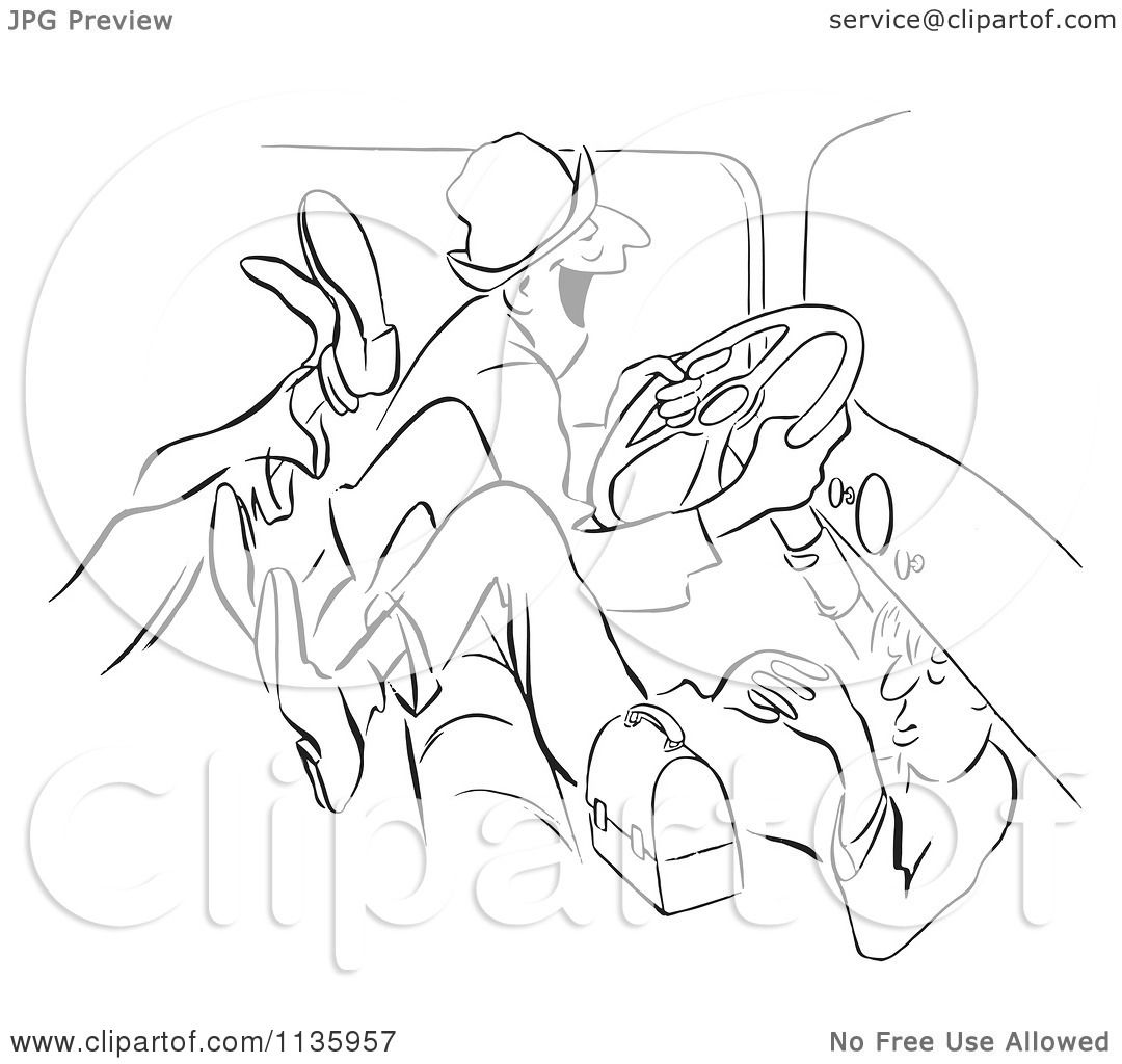 1080x1024 Clipart A Retro Vintage Morning Person Driving Car Pool Ride