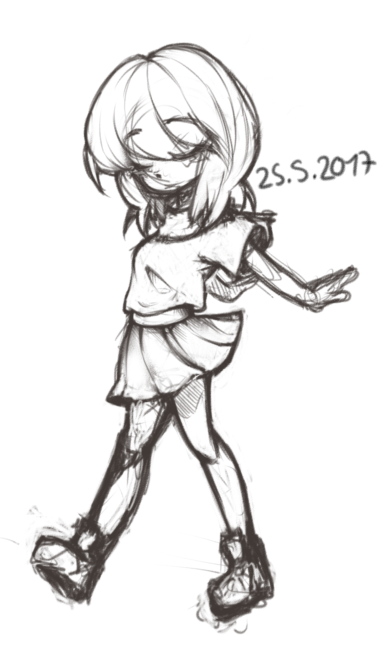 1273x2177 Walking Girl Drawing Steemit