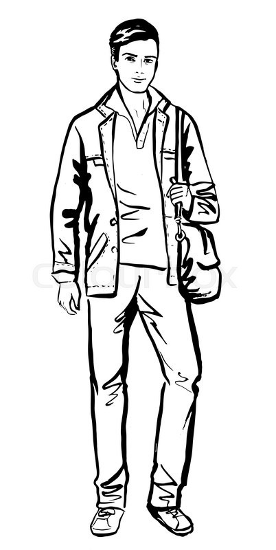 402x800 Fashion Sketch Of Man Walking On Street Stock Photo Colourbox