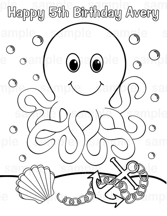 570x738 Personalized Printable Octopus Under The Sea Birthday Party