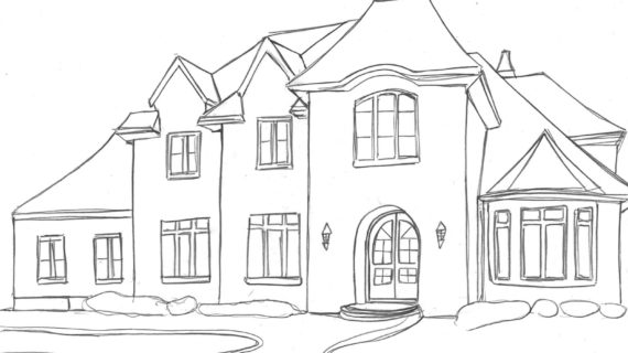 570x320 Simple Drawing Of A House How To Draw A House In 1 Point