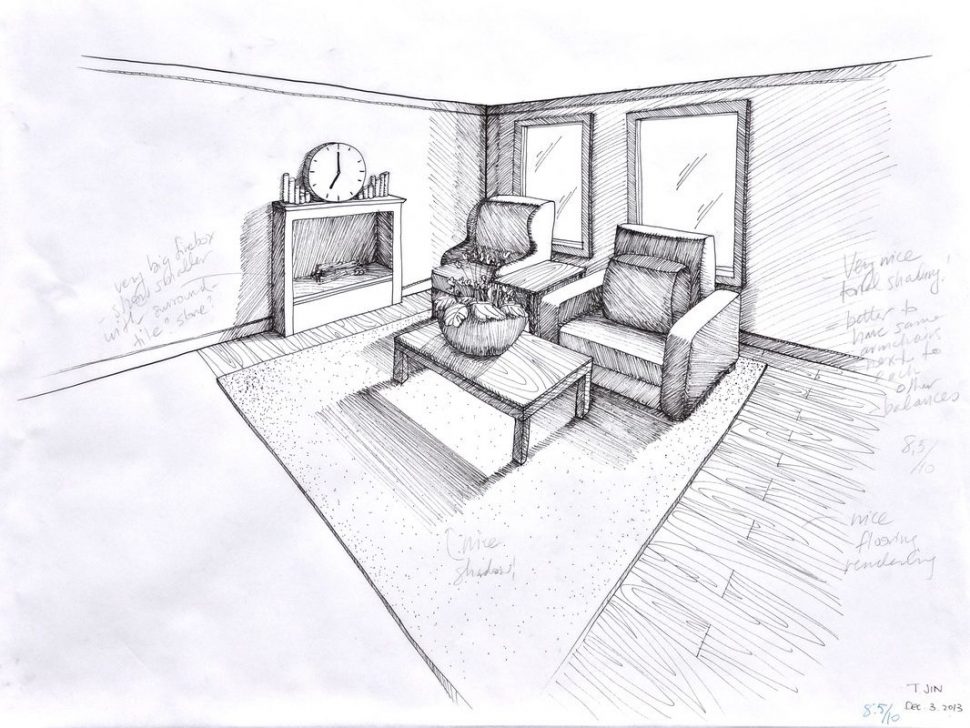 970x728 Living Room Living Room Amazing Perspective Drawing Design