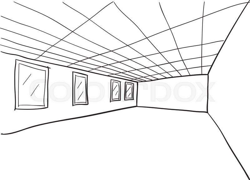 800x577 Simple Room Perspective Doodle Sketch Stock Vector Colourbox