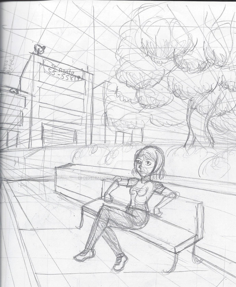 811x984 Sketch Girl In Street Perspective By Kigiemoru