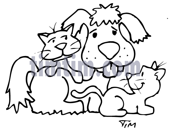 553x429 Free Drawing Of A Dog With Cats Bw From The Category Pets