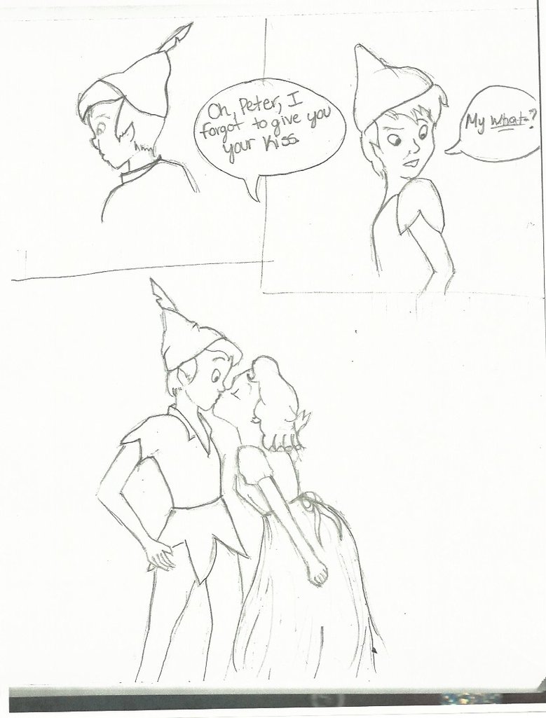 779x1025 Peter And Wendy's First Kiss By Daetion
