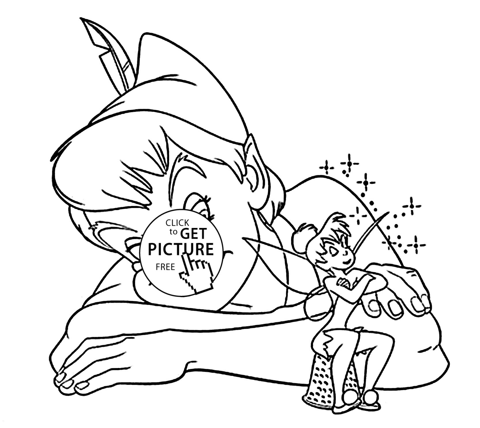 1664x1483 Pan And Tinkerbell Coloring Pages For Kids, Printable Free