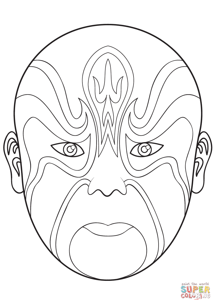 849x1200 Chinese Opera Mask 4 Super Coloring Coloring Page