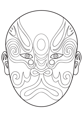 340x480 Chinese Opera Mask 1 Coloring Page Free Printable Coloring Pages