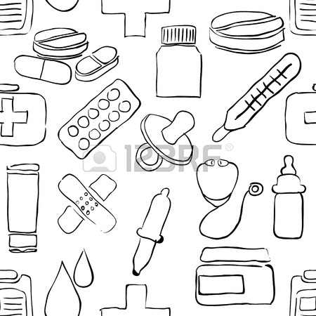 450x450 Sketch Pharmacy Seamless Pattern Royalty Free Cliparts, Vectors