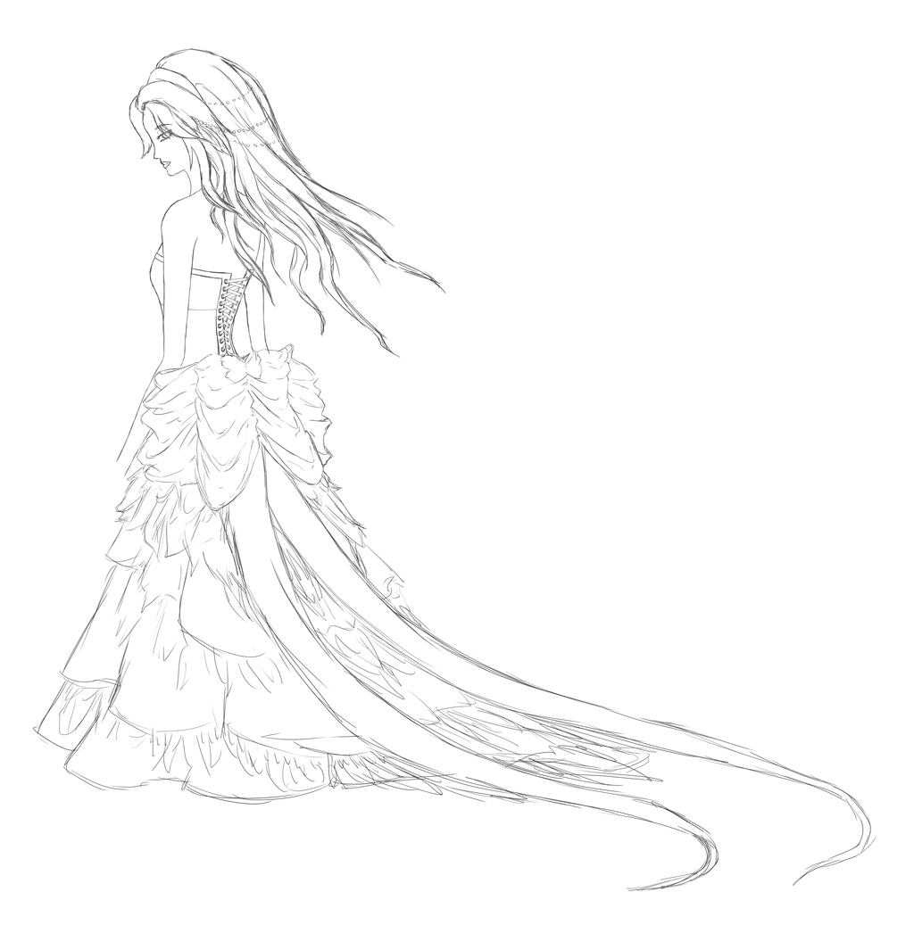 1024x1065 Pheasant Dress Sketchlineart By A R T 3 M I S