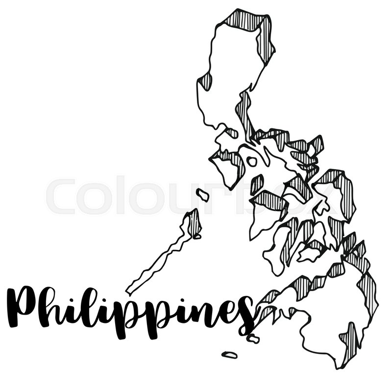 800x800 Hand Drawn Of Philippines Map, Vector Illustration Stock Vector