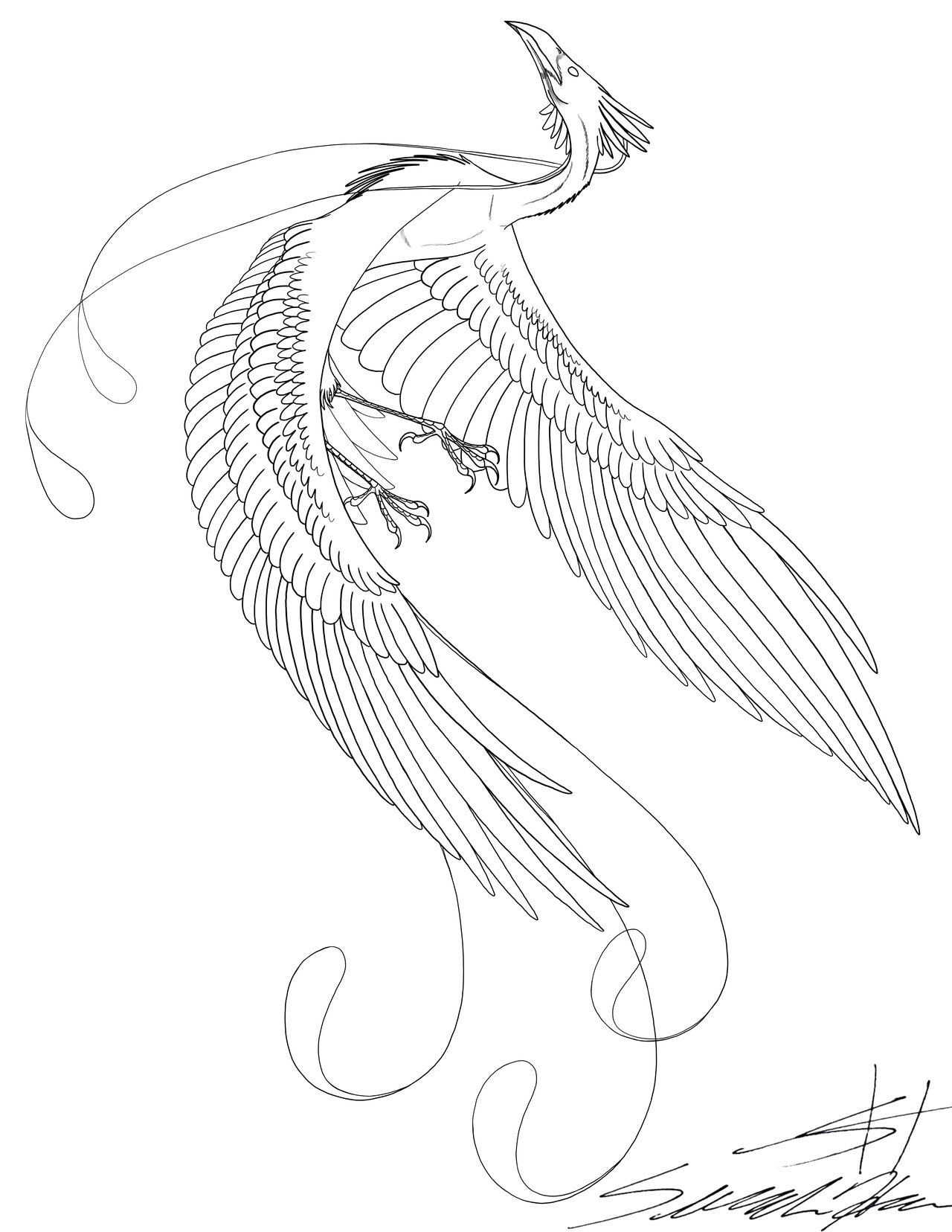 1280x1656 Phoenix Lineart By Grievousfan