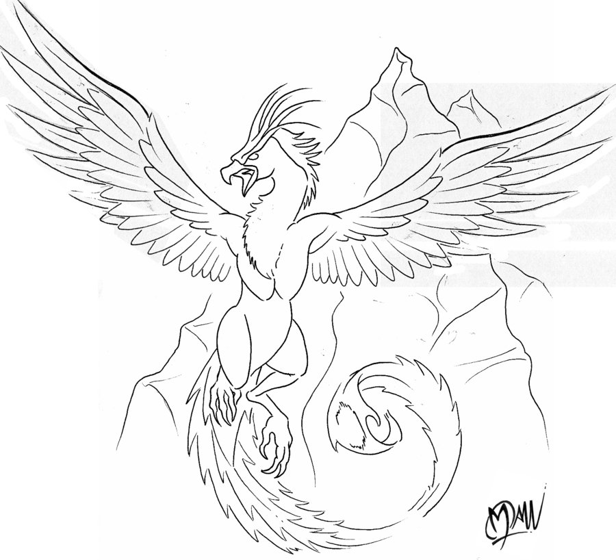 900x818 Phoenix In Mountains By Manumanutattoo