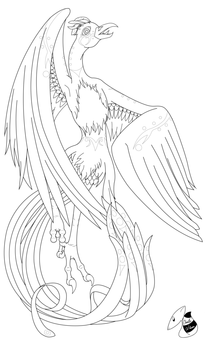 690x1156 Dacing Phoenix Free To Use Line Art By Lordnummy