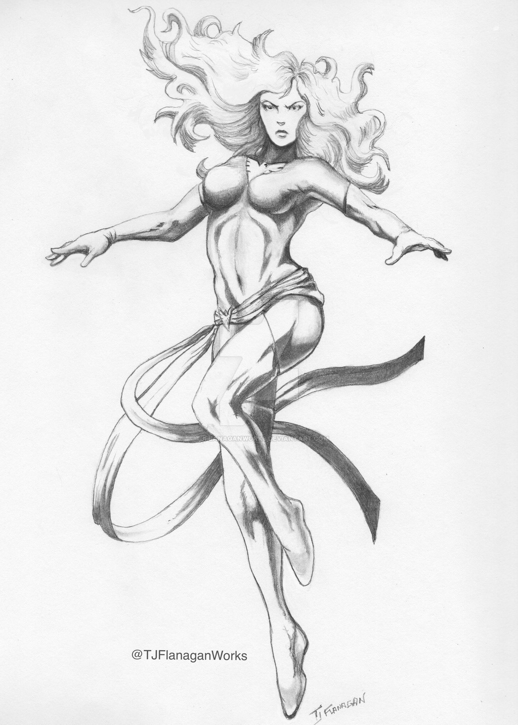 1024x1434 Phoenix From The X Men ~ Pencil Sketch By Tjflanaganworks