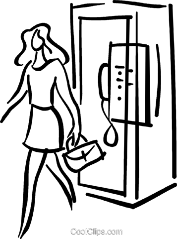 357x480 Woman Walking Out Of A Phone Booth Royalty Free Vector Clip Art