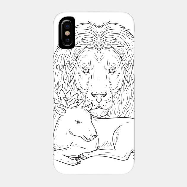 630x630 Lion Watching Over Sleeping Lamb Drawing