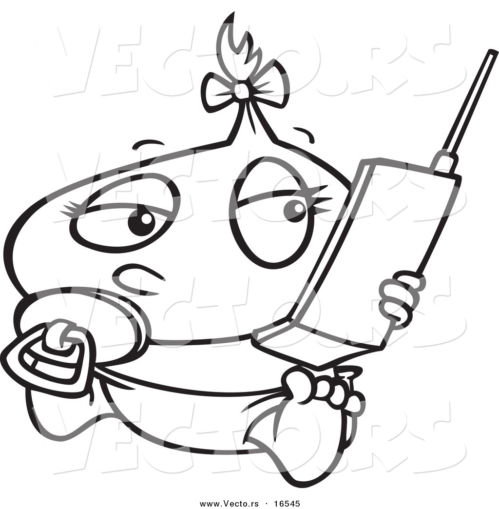 1024x1044 Vector Of A Cartoon Baby Girl Using A Cell Phone