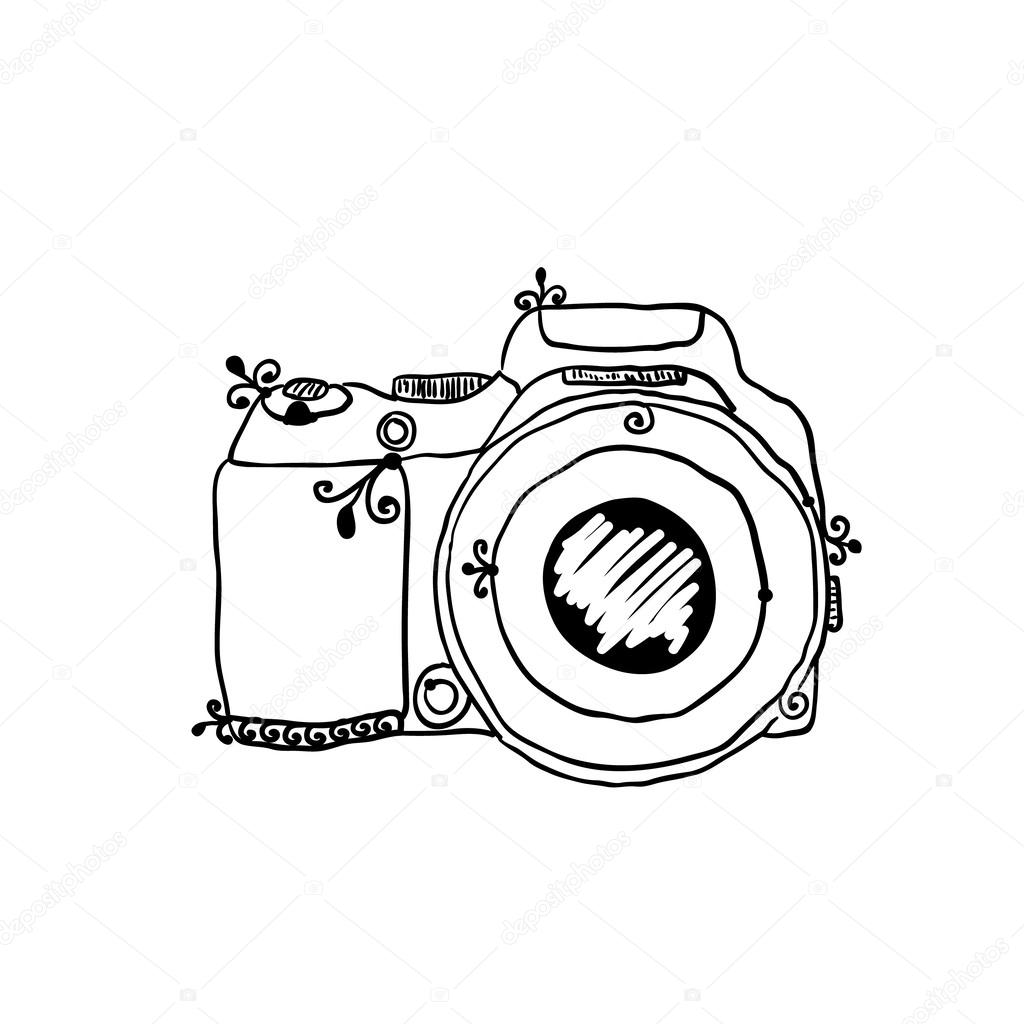 1024x1024 The Sketch Of A Photo Camera Drawn By Hand Stock Vector