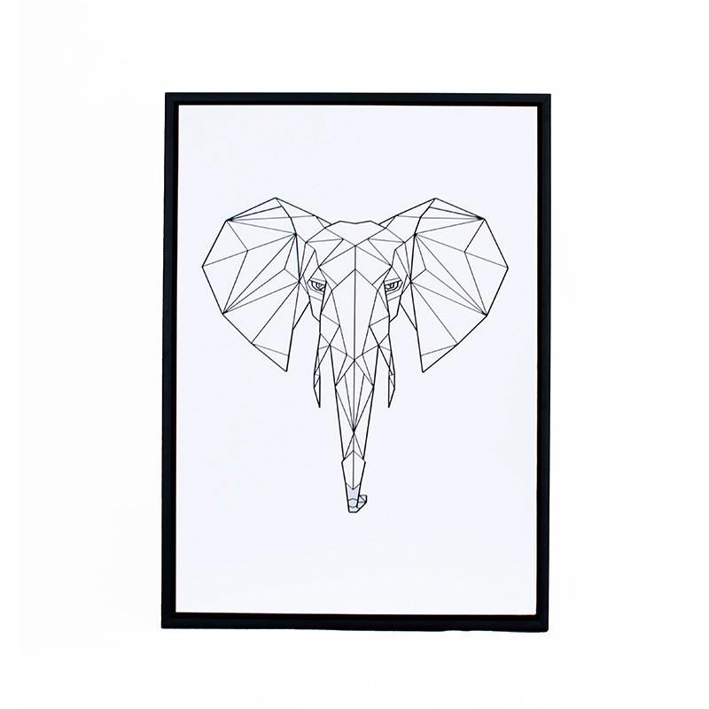 800x800 Geometric Elephant Print In Black Frames