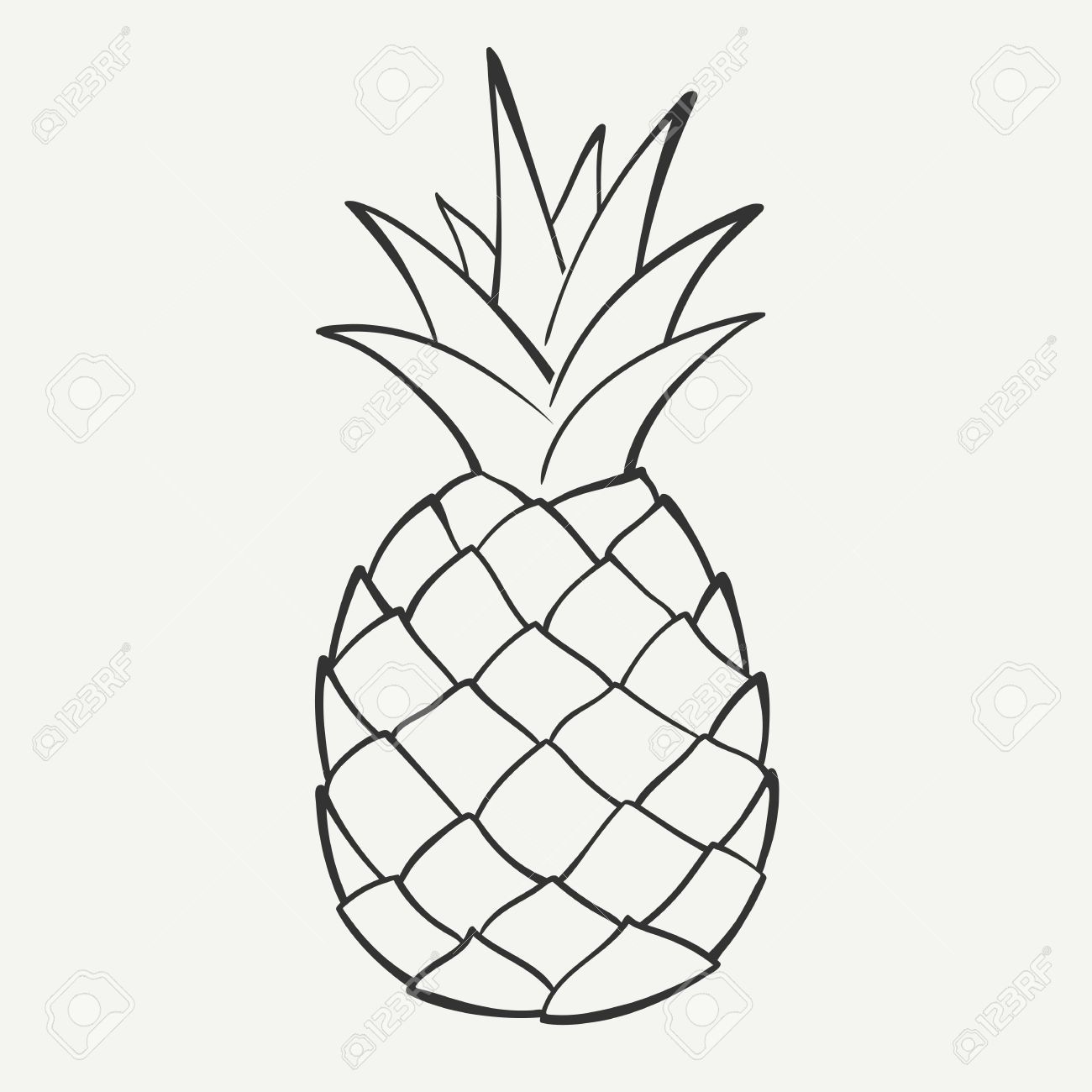 1300x1300 Outline Black And White Image Of A Pineapple Royalty Free Cliparts
