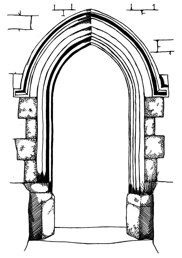 636x900 Hand Drawn Line Drawing Of Medieval Style Stone Arch Photograph By