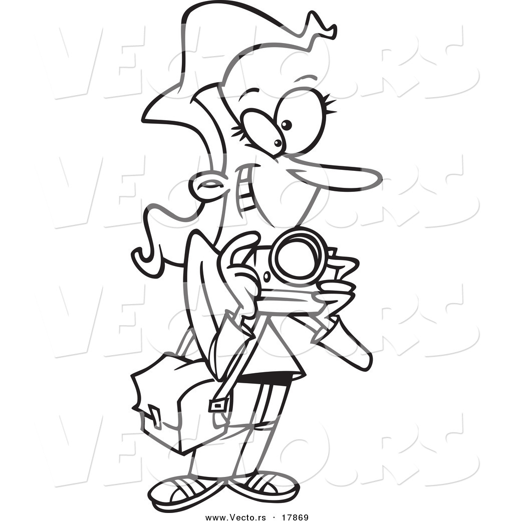 1024x1044 Vector Of A Cartoon Female Photographer Taking Pictures
