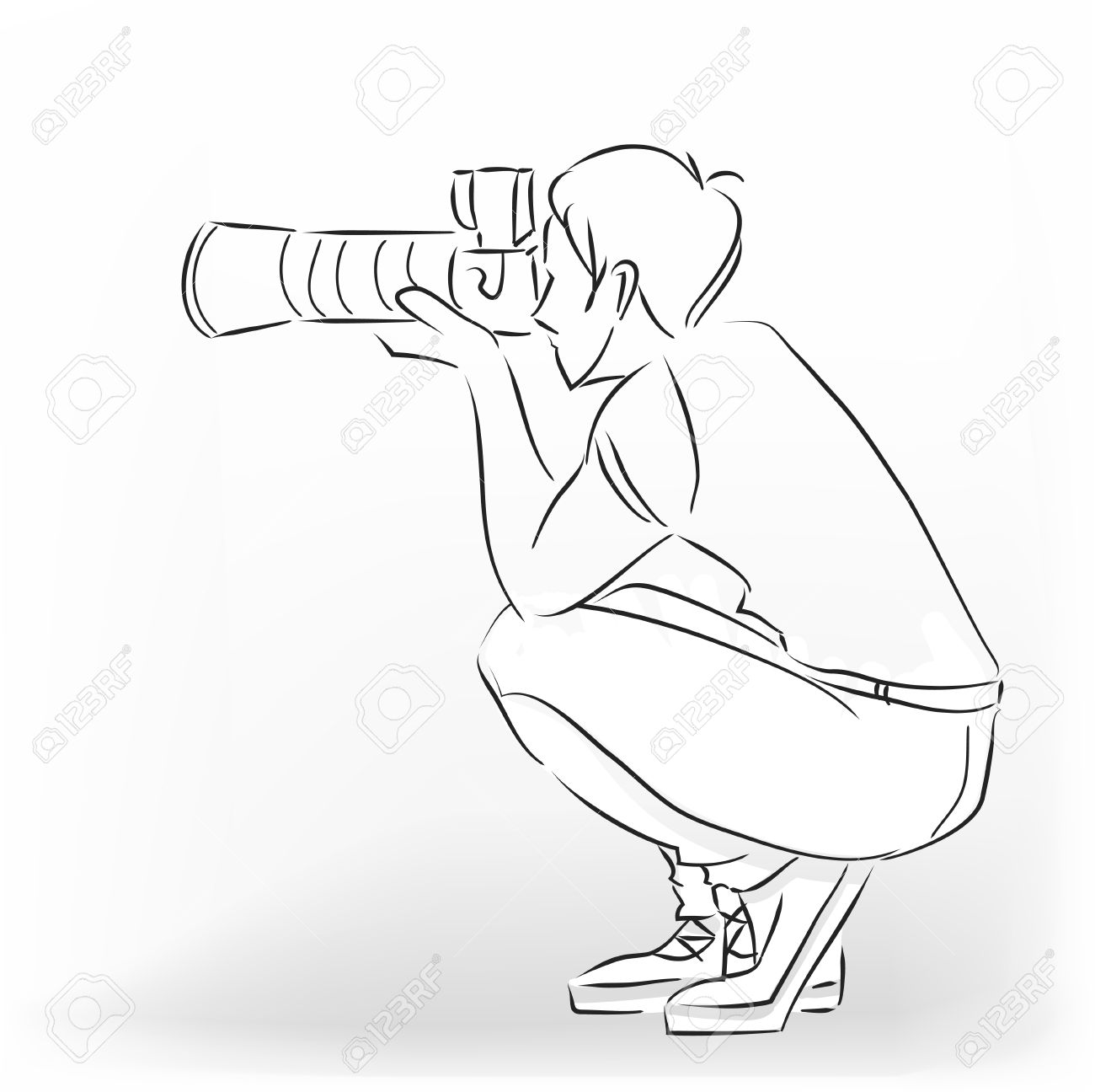 1300x1296 The Young Photographer Man Squats And Photographs By Means