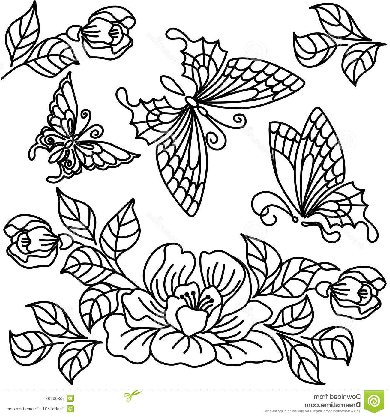 1300x1390 Picture Of Flowers And Butterflies Drawing Flowers And Butterfly